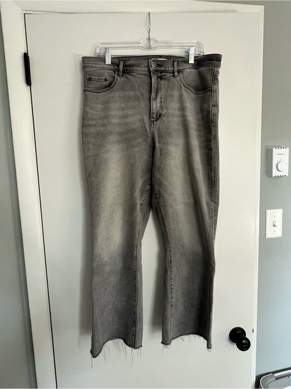 LOFT Gray Washed High-Rise Kick Crop Jeans